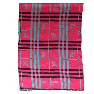 Vintage Burberry Multi-Color Pink Turquoise Black Silk & Cashmere Scarves Wraps